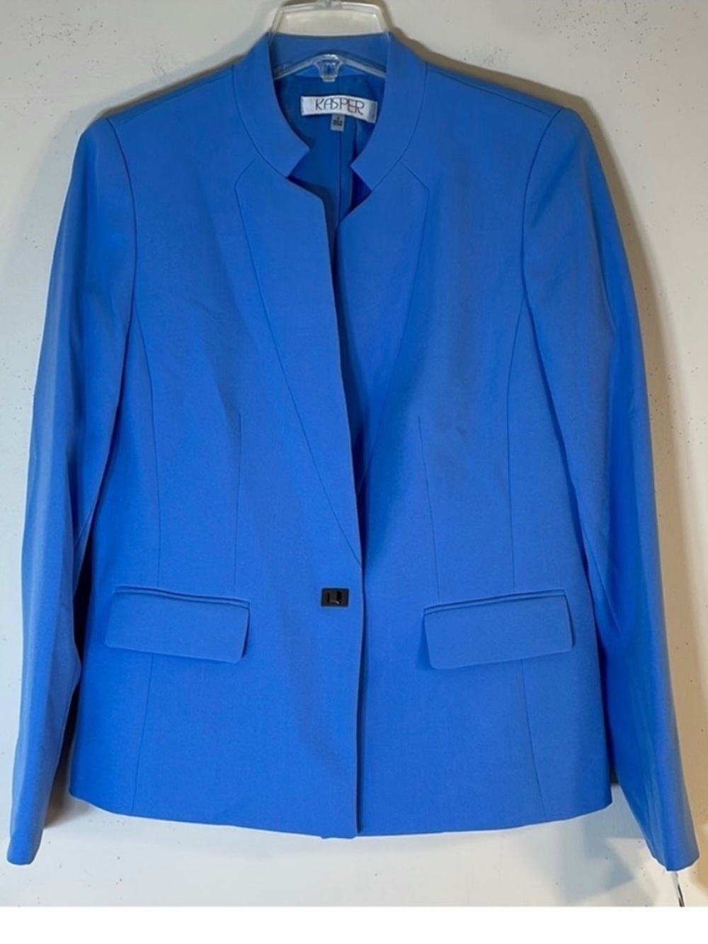 Kasper Women's Bright Blue Collarless Single-Button Blazer